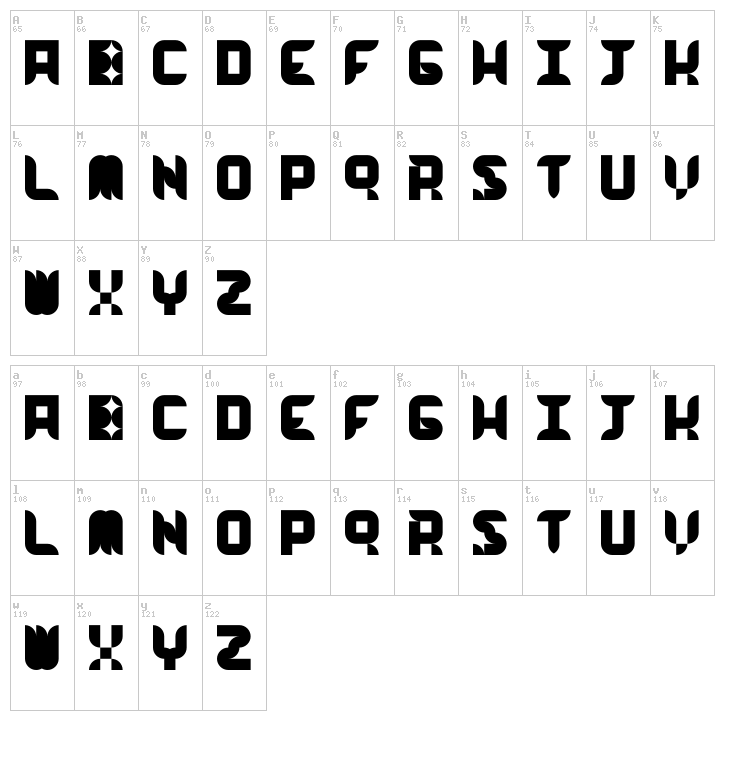 Work Work Work font map